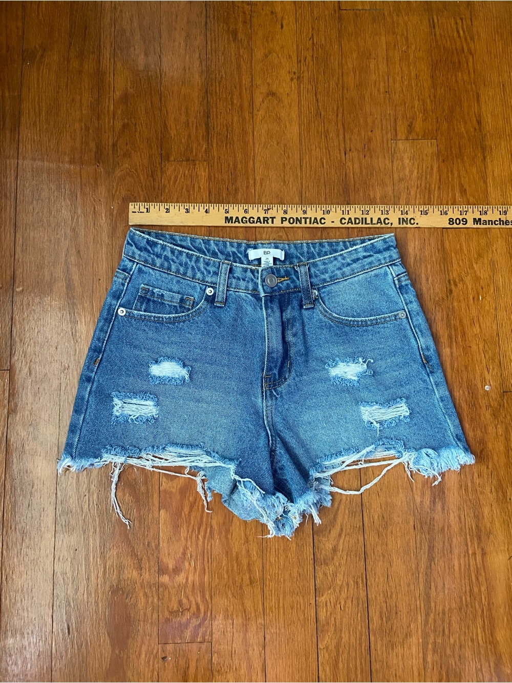 bp Medium Wash Distressed Denim Cutoff Shorts - Blue